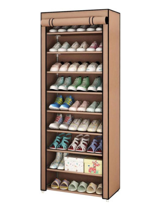 HOME USE υφασμάτινη παπουτσοθήκη HUH-0221 με 9 ράφια, 57x28x160cm, καφέ HOME USE υφασμάτινη παπουτσοθήκη HUH-0221 με 9 ράφια, 57x28x160cm, καφέ
