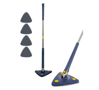HOME USE τριγωνική σφουγγαρίστρα HUH-0257 με 4x πανιά μικροϊνών, προσαρμόσιμο ύψος, μπλε