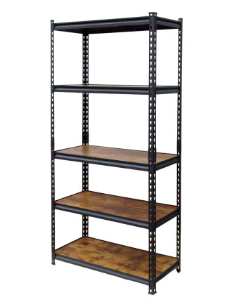 HOME USE μεταλλική ραφιέρα HUH-0261 με 5 ράφια, 90x40x183cm, burned wood