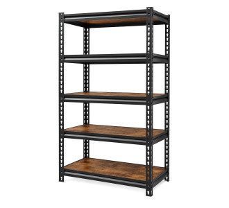HOME USE μεταλλική ραφιέρα HUH-0261 με 5 ράφια, 90x40x183cm, burned wood HOME USE μεταλλική ραφιέρα HUH-0261 με 5 ράφια, 90x40x183cm, burned wood