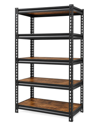 HOME USE μεταλλική ραφιέρα HUH-0261 με 5 ράφια, 90x40x183cm, burned wood HOME USE μεταλλική ραφιέρα HUH-0261 με 5 ράφια, 90x40x183cm, burned wood