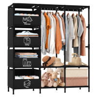 HOME USE υφασμάτινη ντουλάπα/κρεμάστρα δαπέδου HUH-0267, 105x45x170cm, μαύρη HOME USE υφασμάτινη ντουλάπα/κρεμάστρα δαπέδου HUH-0267, 105x45x170cm, μαύρη