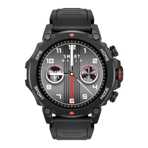 INTIME smartwatch G6 με 2x λουράκια, heart rate, 1.43" AMOLED, GPS, 5ATM/IP69, titanium black