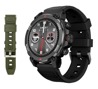 INTIME smartwatch G6 με 2x λουράκια, heart rate, 1.43" AMOLED, GPS, 5ATM, titanium black