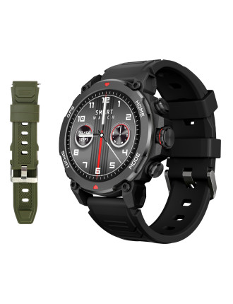 INTIME smartwatch G6 με 2x λουράκια, heart rate, 1.43" AMOLED, GPS, 5ATM, titanium black
