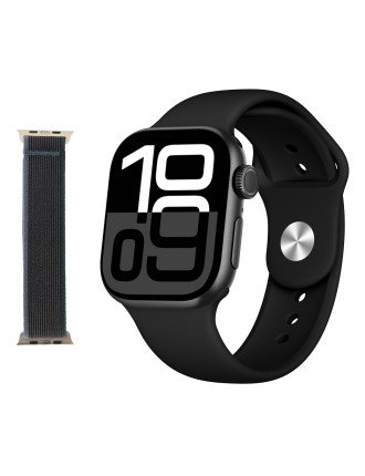 INTIME smartwatch A10 Pro με 2x λουράκια, heart rate, 2.04" AMOLED, IP65, μαύρο