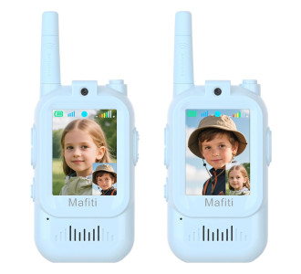 MAFITI παιδικά walkie talkie JK200 με οθόνη & κάμερα, 3+ ετών, επαναφορτιζόμενα, μπλε, 2τμχ