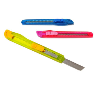 POWERTECH πλαστικό κοπίδι με ασφάλεια KNF-0004, 3 χρώματα, 12τμχ