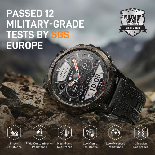KOSPET smartwatch ORB 2, heart rate, 1.43" AMOLED, GPS, 5 ATM & IP69, με φακό, μαύρο