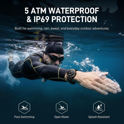 KOSPET smartwatch ORB 2, heart rate, 1.43" AMOLED, GPS, 5 ATM & IP69, με φακό, μαύρο