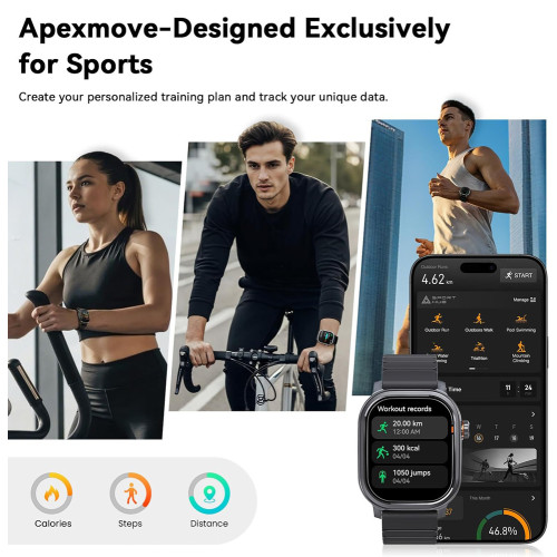 KOSPET smartwatch Pulse, heart rate, 1.96" AMOLED, IP68, μαύρο