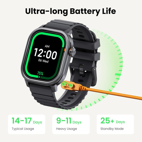 KOSPET smartwatch Pulse, heart rate, 1.96" AMOLED, IP68, μαύρο
