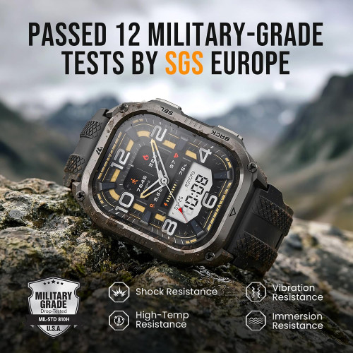 KOSPET smartwatch PULSE 2, heart rate, 1.96" AMOLED, GPS, 5 ATM & IP69, με φακό, μαύρο