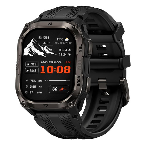KOSPET smartwatch PULSE 2, heart rate, 1.96" AMOLED, GPS, 5 ATM & IP69, με φακό, μαύρο