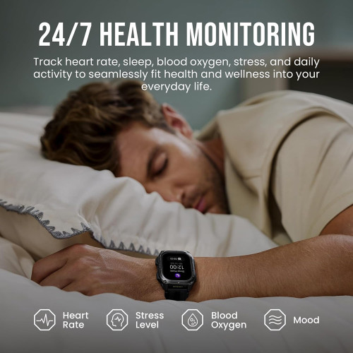 KOSPET smartwatch PULSE 2, heart rate, 1.96" AMOLED, GPS, 5 ATM & IP69, με φακό, μαύρο