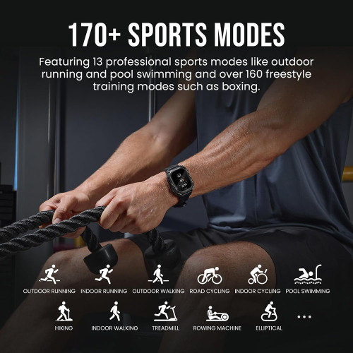 KOSPET smartwatch PULSE 2, heart rate, 1.96" AMOLED, GPS, 5 ATM & IP69, με φακό, μαύρο