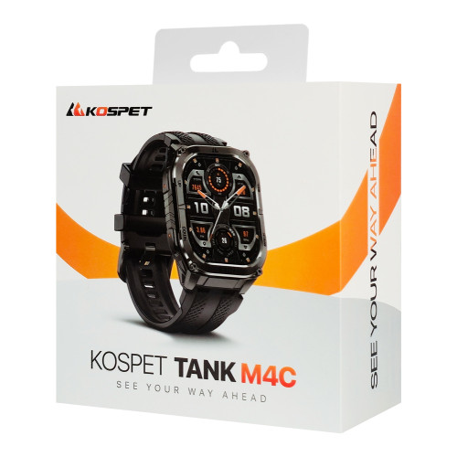 KOSPET smartwatch TANK M4C, heart rate, 1.96" AMOLED, GPS, 5 ATM & IP69K, με φακό, μαύρο