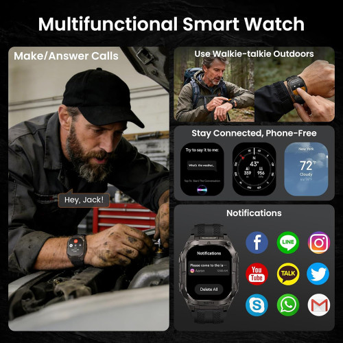 KOSPET smartwatch TANK M4C, heart rate, 1.96" AMOLED, GPS, 5 ATM & IP69K, με φακό, μαύρο
