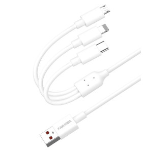 KAKUSIGA καλώδιο USB σε USB-C/Lightning/Micro USB KSC-1021, 5A, 1.2m, λευκό