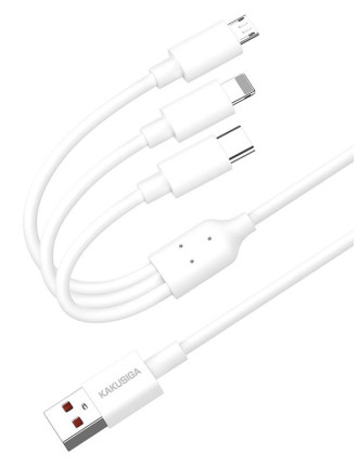 KAKUSIGA καλώδιο USB σε USB-C/Lightning/Micro USB KSC-1021, 5A, 1.2m, λευκό