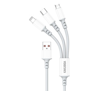 KAKUSIGA καλώδιο USB σε USB-C/Lightning/Micro USB KSC-1025, 5A, 480Mbps, 1.2m, λευκό