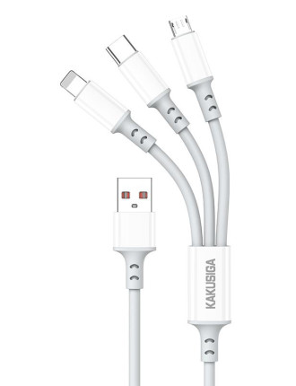 KAKUSIGA καλώδιο USB σε USB-C/Lightning/Micro USB KSC-1025, 5A, 480Mbps, 1.2m, λευκό
