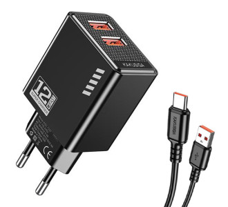 KAKUSIGA φορτιστής τοίχου KSC-1238 με καλώδιο USB-C, 2x USB, 12W, μαύρος KAKUSIGA φορτιστής τοίχου KSC-1238 με καλώδιο USB-C, 2x USB, 12W, μαύρος