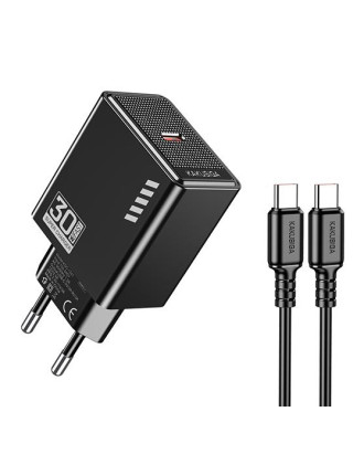 KAKUSIGA φορτιστής τοίχου KSC-1242 με καλώδιο USB-C, USB-C, 30W, μαύρος
