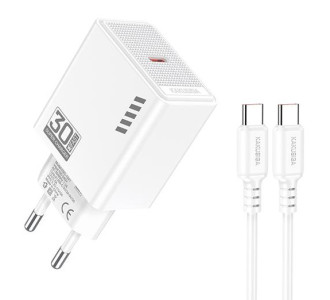 KAKUSIGA φορτιστής τοίχου KSC-1242 με καλώδιο USB-C, USB-C, 30W, λευκός