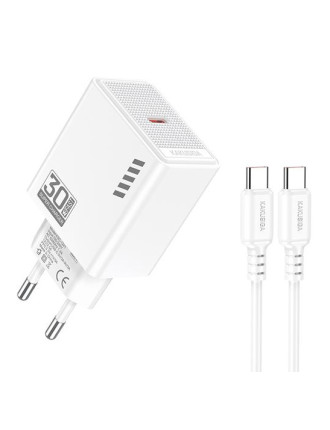 KAKUSIGA φορτιστής τοίχου KSC-1242 με καλώδιο USB-C, USB-C, 30W, λευκός