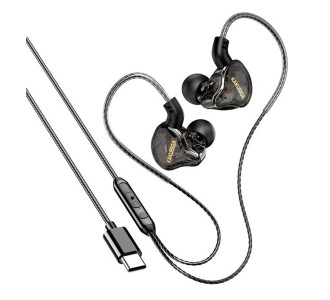 KAKUSIGA earphones με μικρόφωνο KSC-1300, USB-C σύνδεση, 10mm, 1.2m, μαύρα