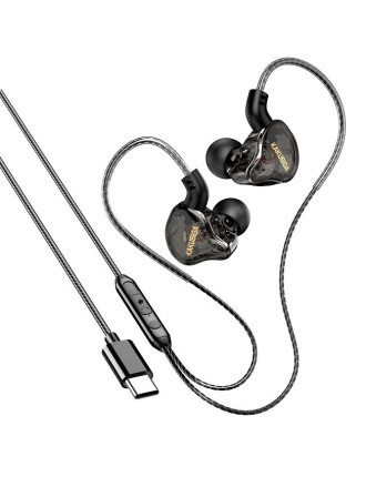 KAKUSIGA earphones με μικρόφωνο KSC-1300, USB-C σύνδεση, 10mm, 1.2m, μαύρα