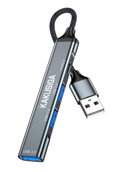 KAKUSIGA USB hub KSC-1416, 4x θυρών, USB 3.0, 5Gbps, USB σύνδεση, γκρι