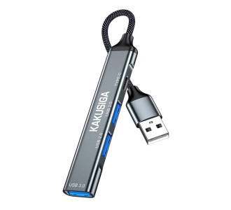 KAKUSIGA USB hub KSC-1416, 4x θυρών, USB 3.0, 5Gbps, USB σύνδεση, γκρι