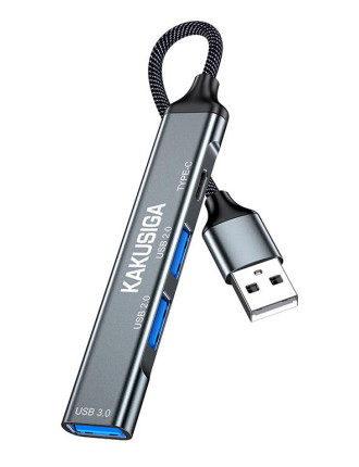 KAKUSIGA USB hub KSC-1416, 4x θυρών, USB 3.0, 5Gbps, USB σύνδεση, γκρι