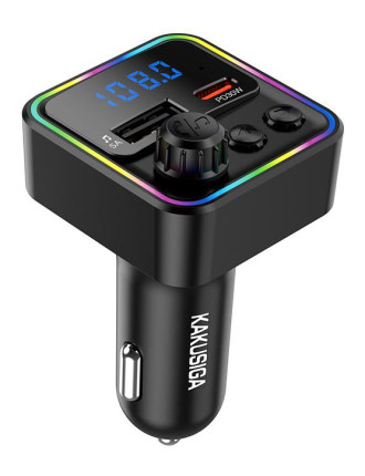 KAKUSIGA FM transmitter & φορτιστής KSC-1982, USB/USB-C, 55W, Bluetooth, μαύρο