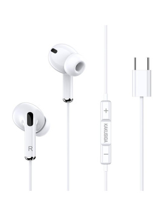 KAKUSIGA earphones με μικρόφωνο KSC-727, USB-C σύνδεση, 14.2mm, 1.2m, λευκά