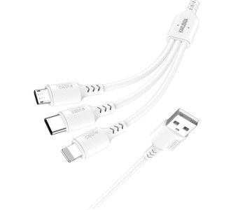 KAKUSIGA καλώδιο USB σε USB-C/Lightning/Micro USB KSC-997, 5A, 1.2m, λευκό