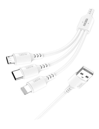 KAKUSIGA καλώδιο USB σε USB-C/Lightning/Micro USB KSC-997, 5A, 1.2m, λευκό