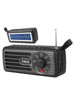 CMIK φορητό ραδιόφωνο & ηχείο MK-101, ηλιακό, BT/USB/TF/AUX, μαύρο