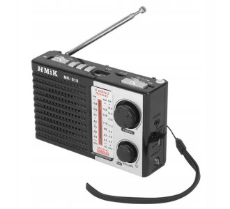 HMIK φορητό ραδιόφωνο & ηχείο MK-918 με φακό, USB/TF/AUX, μαύρο