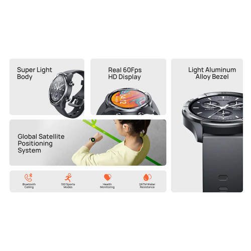 MIBRO smartwatch A3, heart rate, 1.39" IPS, GPS, 2 ATM, γκρι