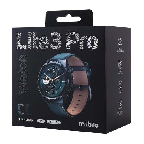 MIBRO smartwatch Lite 3 Pro με 2x λουράκια, heart rate, 1.32" AMOLED, GPS, 5 ATM, μαύρο/πράσινο