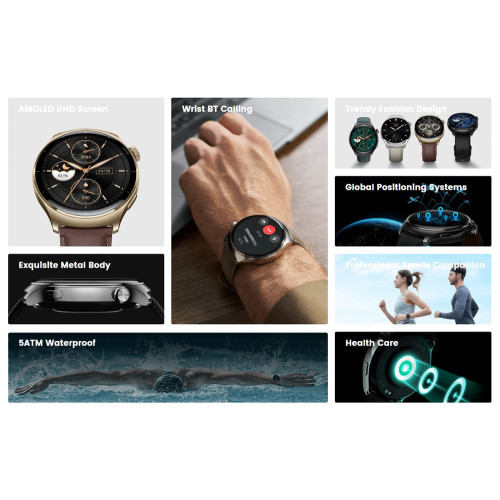 MIBRO smartwatch Lite 3 Pro με 2x λουράκια, heart rate, 1.32" AMOLED, GPS, 5 ATM, γκρι/καφέ