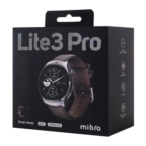 MIBRO smartwatch Lite 3 Pro με 2x λουράκια, heart rate, 1.32" AMOLED, GPS, 5 ATM, γκρι/καφέ