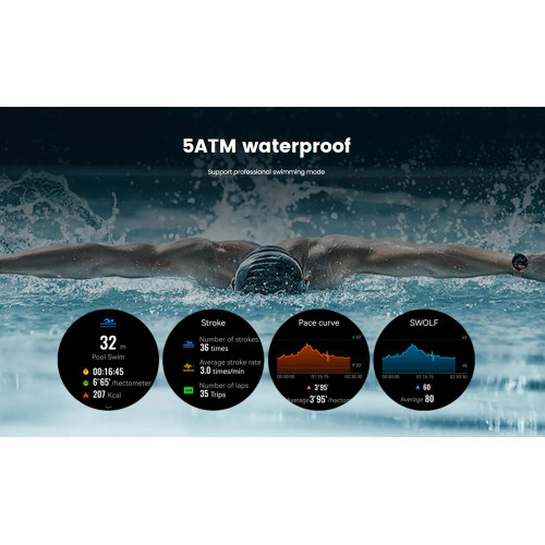 MIBRO smartwatch Lite 3 Pro με 2x λουράκια, heart rate, 1.32" AMOLED, GPS, 5 ATM, γκρι/καφέ