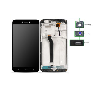 LCD για Xiaomi Redmi 5A, Camera-Sensor ring, ear mesh, με frame, Black LCD για Xiaomi Redmi 5A, Camera-Sensor ring, ear mesh, με frame, Black