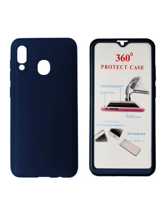 POWERTECH Θήκη Body 360° με Tempered Glass για Samsung A20, μπλε