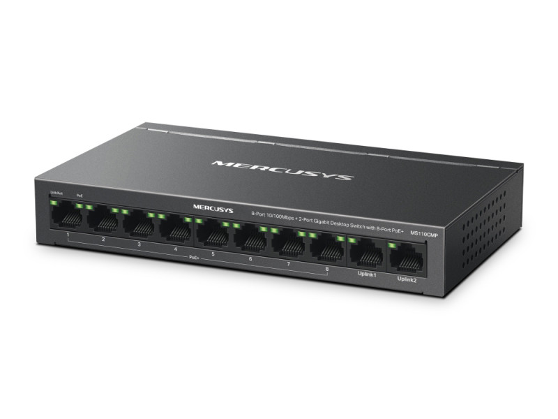 MERCUSYS Desktop Switch MS110CMP, 8x 10/100Mbps PoE+, 2x Gigabit, Ver. 1.0