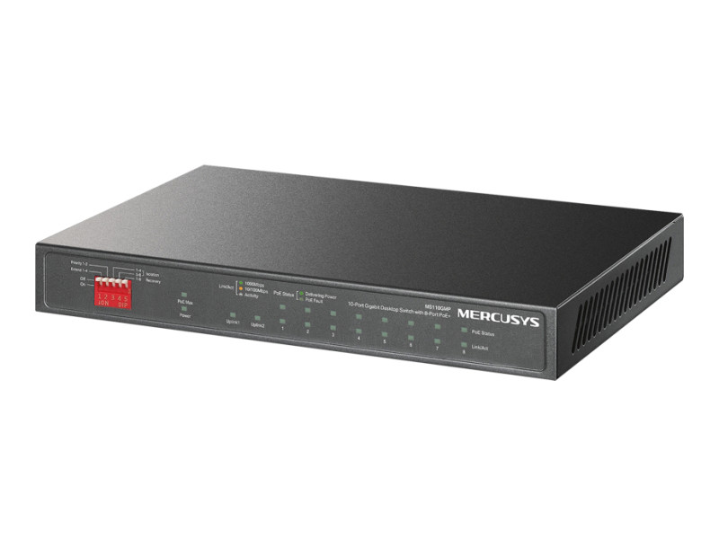 MERCUSYS Desktop Switch MS110GMP, 8x 10/100/1000Mbps PoE+, 2x Gigabit, Ver. 1.0